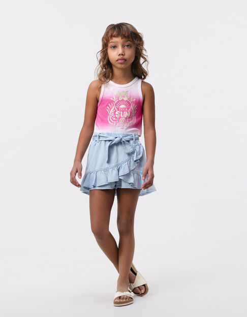 Blauwe short-rok wikkeleffect meisjes - IKKS