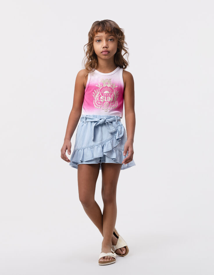 Jupe-short bleue effet portefeuille fille-1