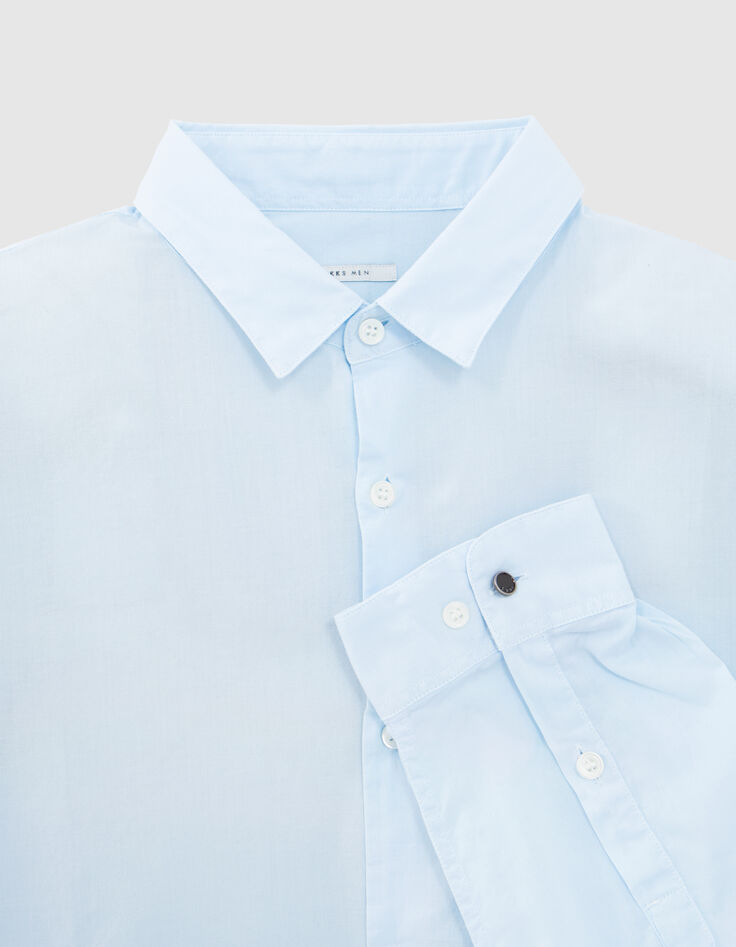 Men’s sky organic cotton voile SLIM shirt-6