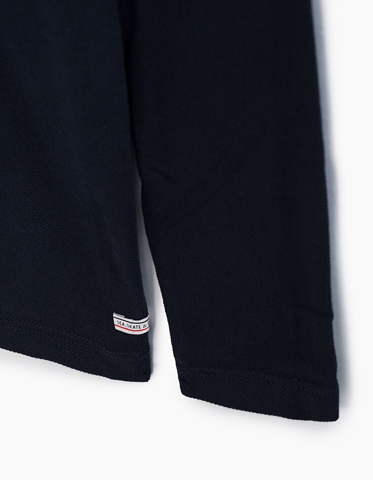 Polo navy con cuello camisero efecto óptico niño -5