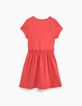 Robe orange foncé à taille élastiquée fille-3
