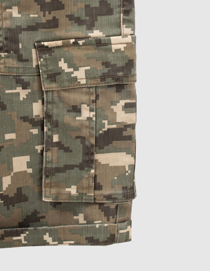 Khaki Jungen-Battle-Bermudas mit Flecktarn-Pixel-Motiv-5