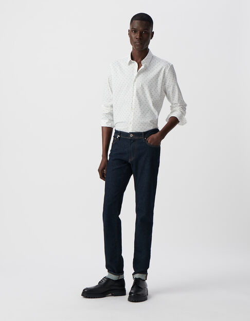 Men’s white SLIM shirt with minimalist print - IKKS