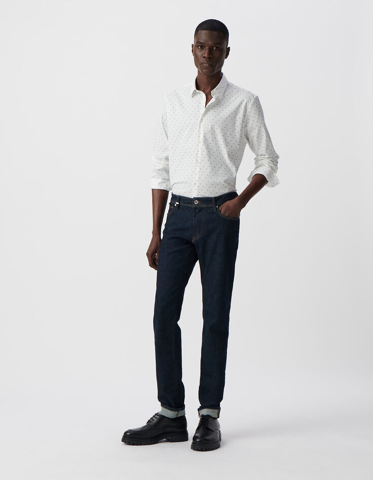 Men’s white SLIM shirt with minimalist print-1