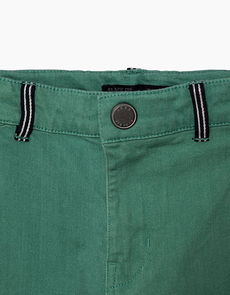 Smaragdgroene chinobroek met gestreepte biezen -3