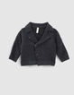 Gechineerd grijs vest bikerstijl tricot biokatoen baby’s-1