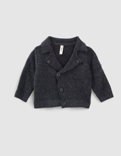 Cárdigan gris jaspeado motero tricot algodón bio bebé - IKKS