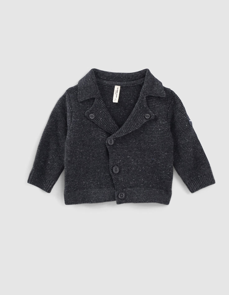 Gechineerd grijs vest bikerstijl tricot biokatoen baby’s-1