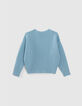 Pull bleu tricot côtelé fille-3