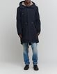 Men's navy blue parka with beige sherpa lining-8