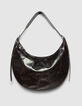 Women’s brown glazed leather Allane half-moon bag-1