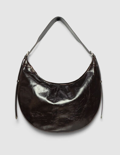 Women’s brown glazed leather Allane half-moon bag - IKKS