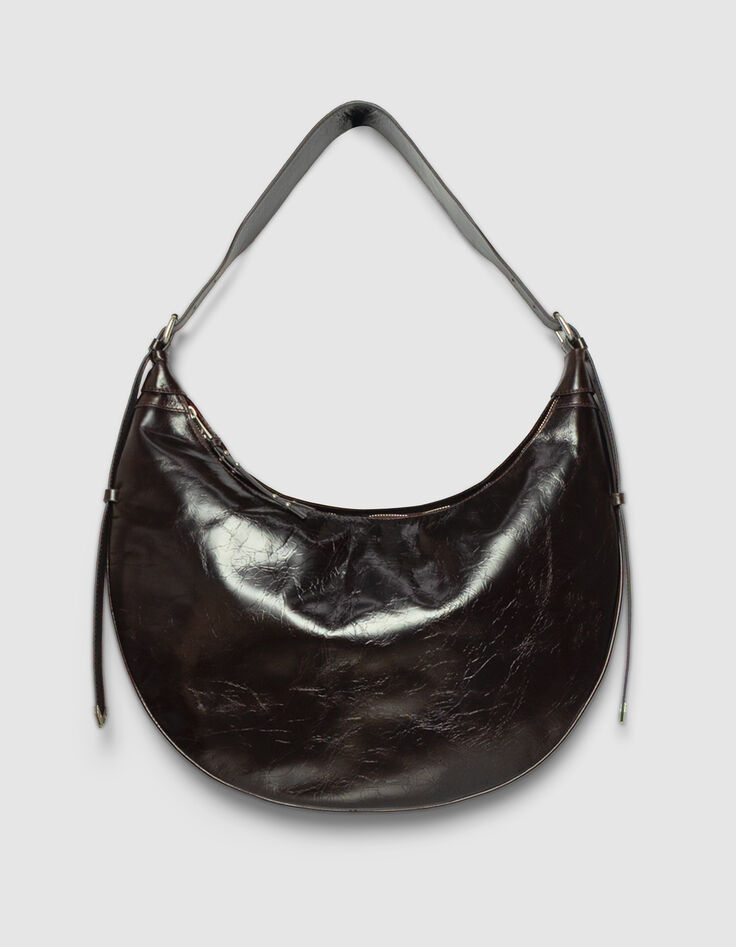 Women’s brown glazed leather Allane half-moon bag-1