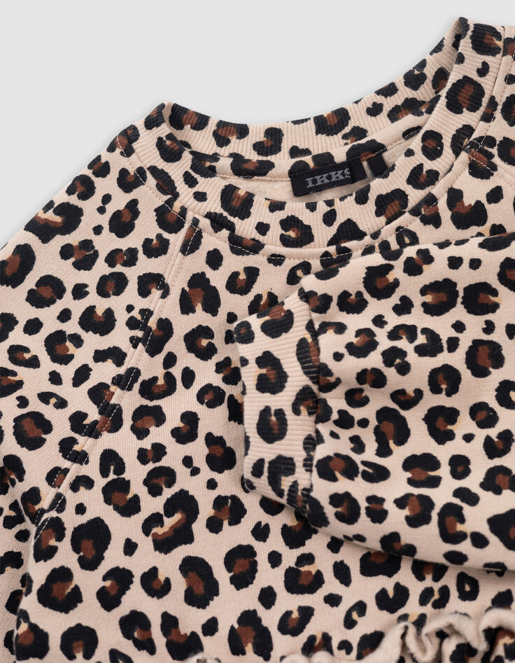 Robe sweat beige imprimé léopard fille-6 Robe sweat beige imprimé léopard fille-6