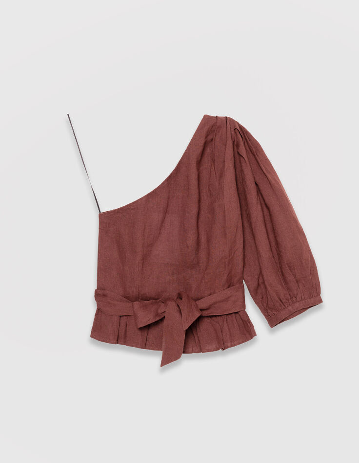 Asymmetrical magnum linen top with basque Women-6