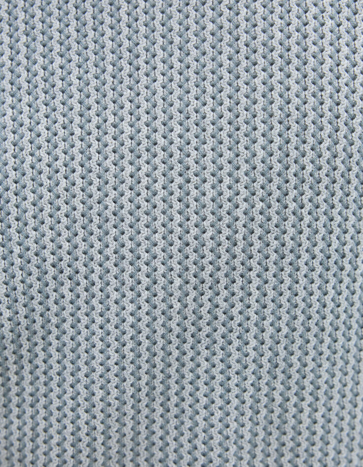 Pull bleu gris tricot jacquard fantaisie Homme-6