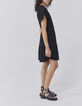 Women’s black V-neck dress buttoned down front-4