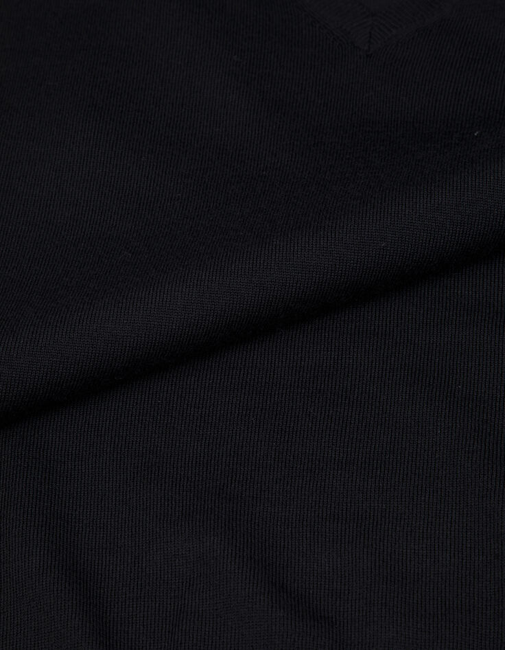 Pull encolure V noir 100% laine Femme-7
