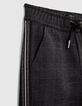 Pantalon gris chiné forme jogging prince-de-galles garçon-5