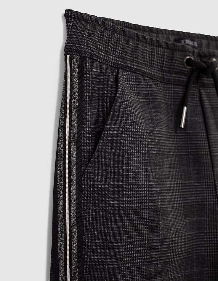 Pantalon gris chiné forme jogging prince-de-galles garçon-5 Pantalon gris chiné forme jogging prince-de-galles garçon-5
