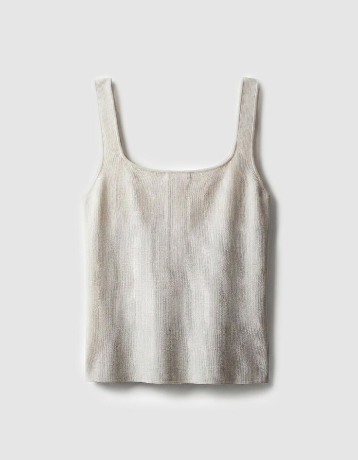 &Auml;rmelloser ecrufarbener Feinstrick-Pullover f&uuml;r Damen-2