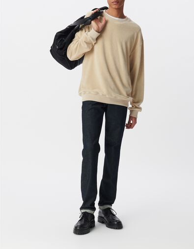 Herrensweatshirt, beige, Bio-Baumwollfrottee - IKKS