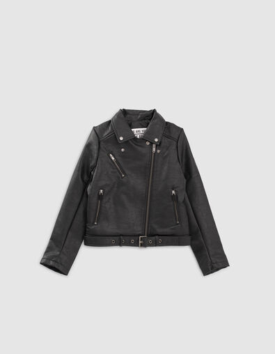 Girls&rsquo; black biker-style jacket - IKKS
