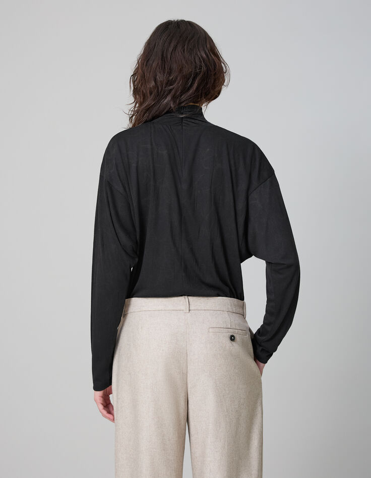 Pure Edition-Top black mesh with batwing sleeves for women-4