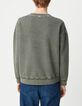 Sudadera suelta de mujer con capucha de forro polar gris y adorno de tachuelas-3