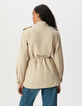 Veste saharienne beige broderies épaules Femme-3