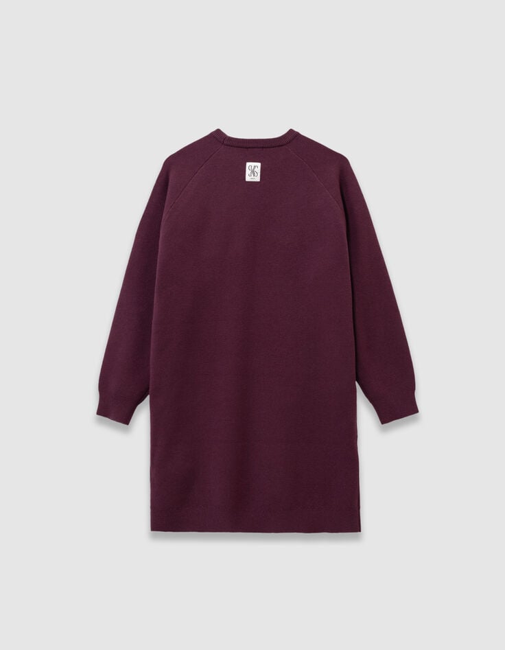 Robe pull bordeaux tricot fille-6