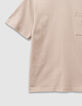 Beige T-shirt biokatoen zak maxi opdruk rug jongens-7
