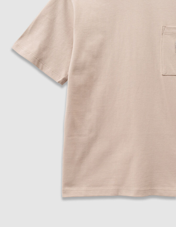 Beige T-shirt biokatoen zak maxi opdruk rug jongens-7