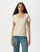 Beiges Kurzarm-T-Shirt irisierend-2