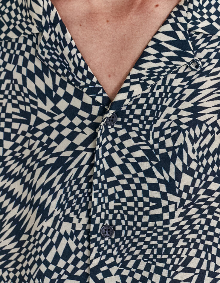 Marineblaues REGULAR-Herrenhemd mit optischem Print-3