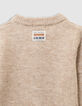Set beige tricot jumpsuit en muts babyjongens-5
