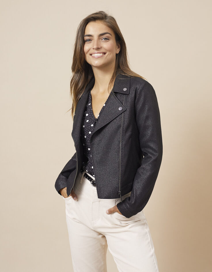 Veste noire irisée esprit motard I.Code-1