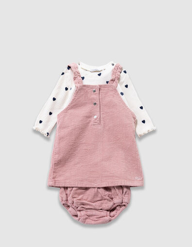 Ensemble t-shirt blanc, robe et bloomer roses bébé fille - IKKS