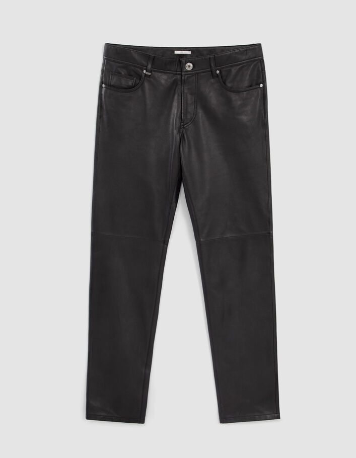 Men’s black Chrome-free leather Pure Edition SLIM trousers - IKKS