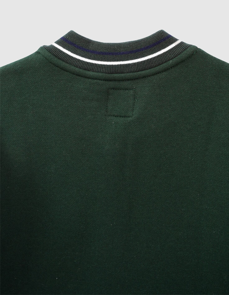 Cardigan teddy vert anglais manches blanches gar&ccedil;on -6