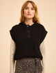 Pull &agrave; capuche noir tricot sans manches I.Code-2
