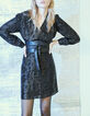 Robe noire jacquard motif baroque irisé Femme-5