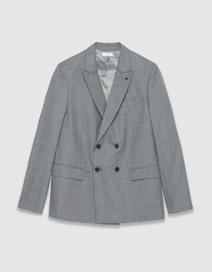 Chaqueta de traje gris de doble botonadura para Hombre-6
