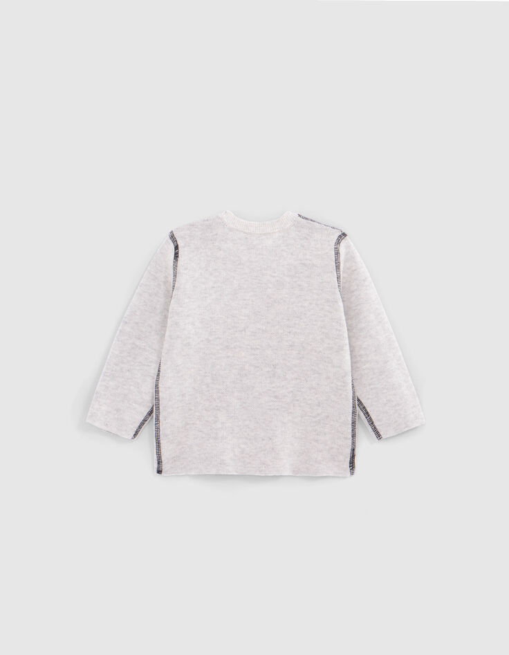 Reversible knitted sweater grey and dark grey baby boy-4