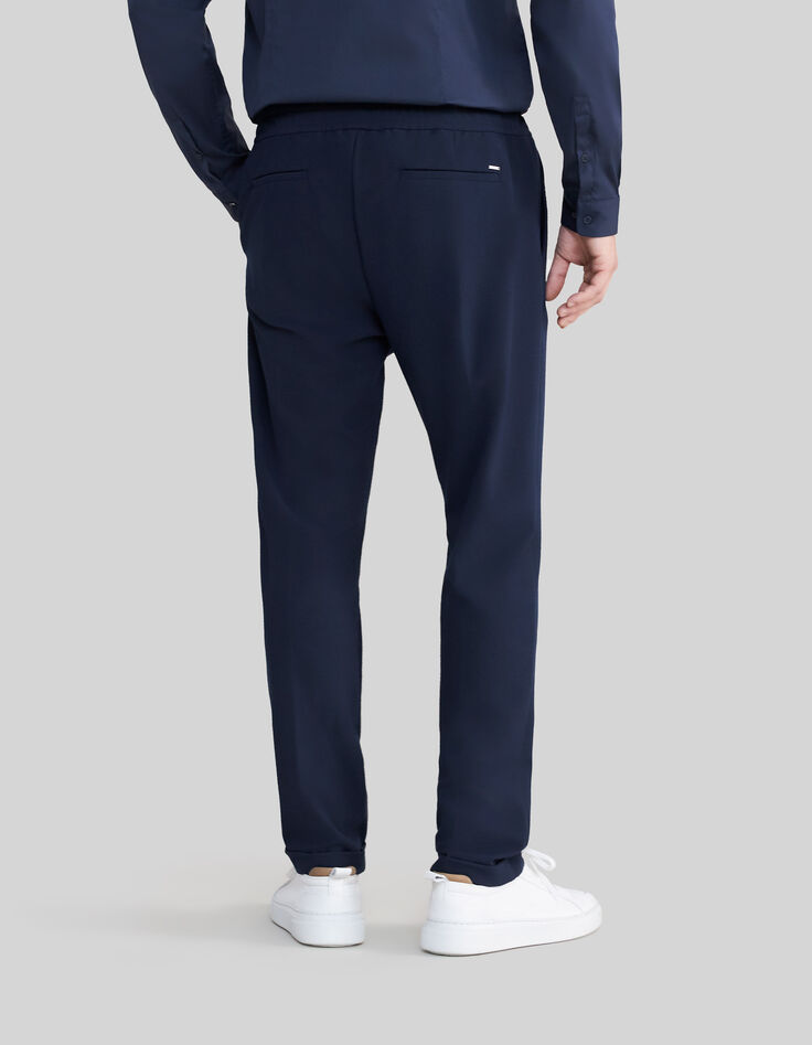 Marineblaue Herrenjogginghose aus Seersucker-3