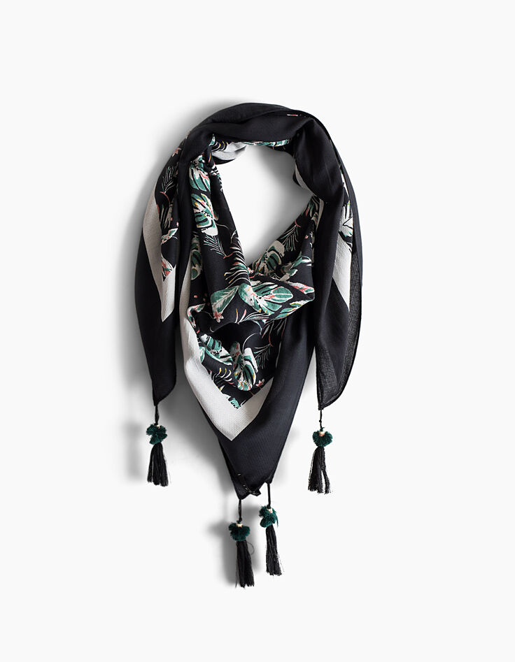 Chèche carré 100% modal imprimé tropical femme-1