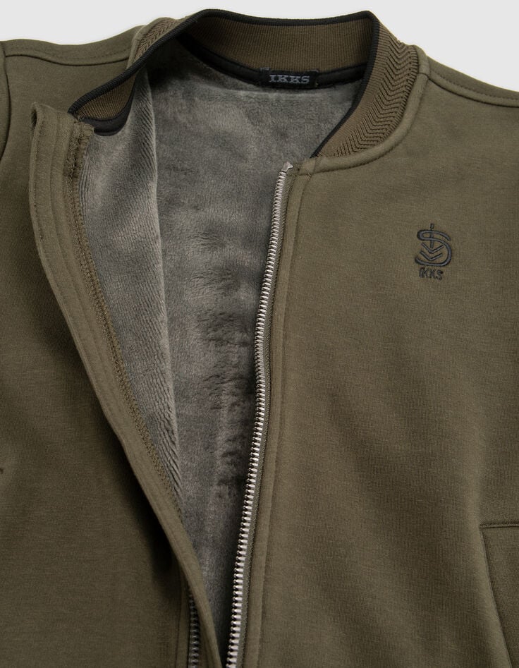 Boy's zipped khaki teddy cardigan-5