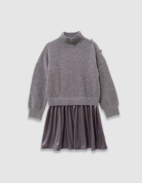 Graues M&auml;dchenkleid aus Mischgewebe Strick - IKKS