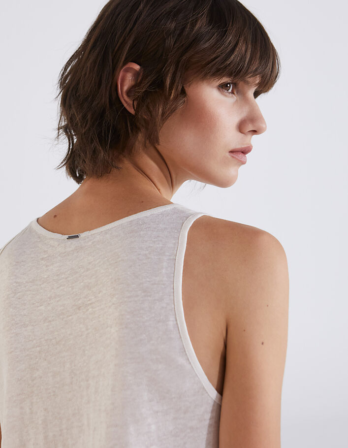 Débardeur en lin foil blanc cassé femme-4