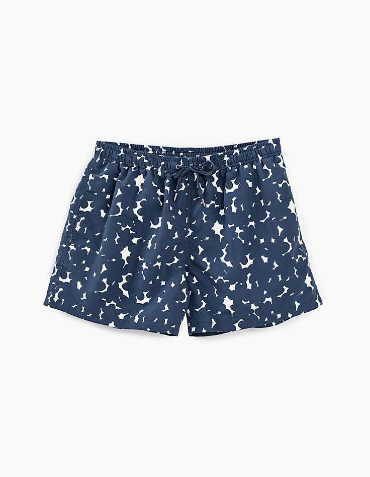 Men’s navy floral print swim shorts-1